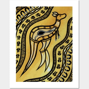Aboriginal Art - Kangaroo Gold Posters and Art